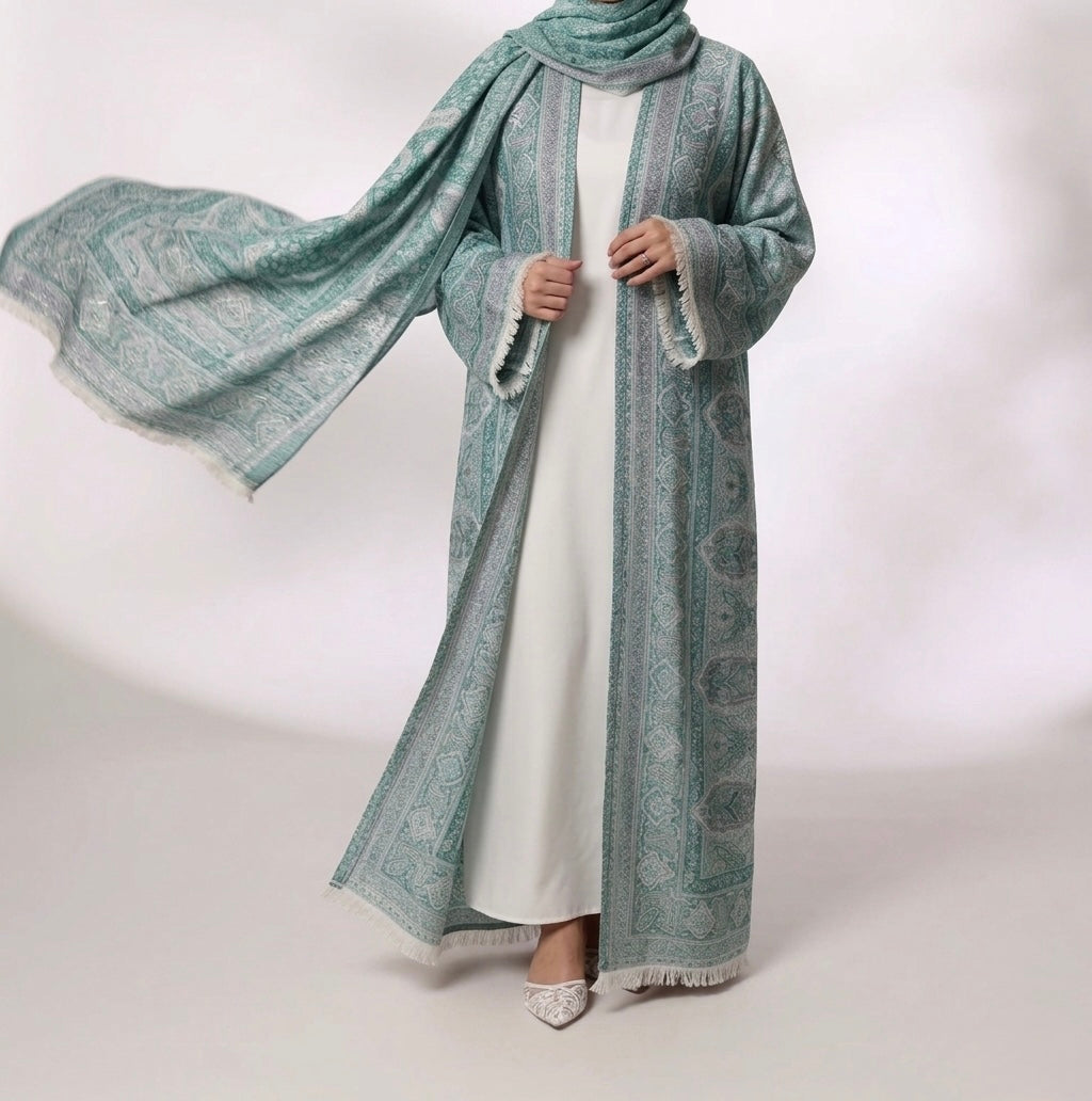 Pashmina Abaya Set — Sage & Lilac | Hafsa & Co