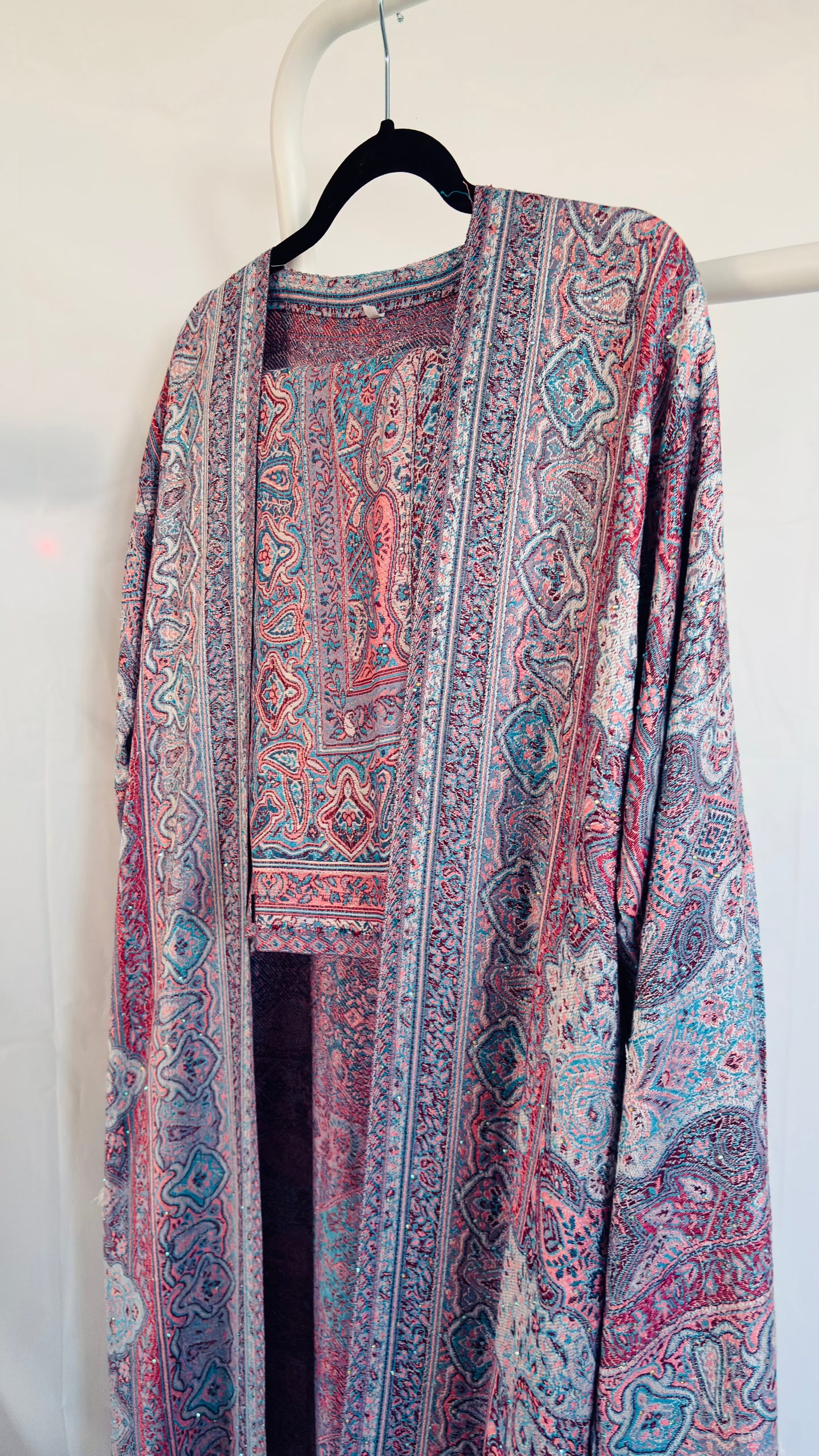 Pashmina Abaya Set — Rose & Steel Blue | Hafsa & Co