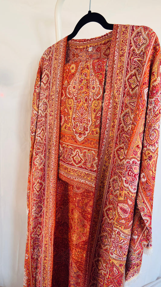 Pashmina Abaya Set — Rusty Orange & Gold | Hafsa & Co