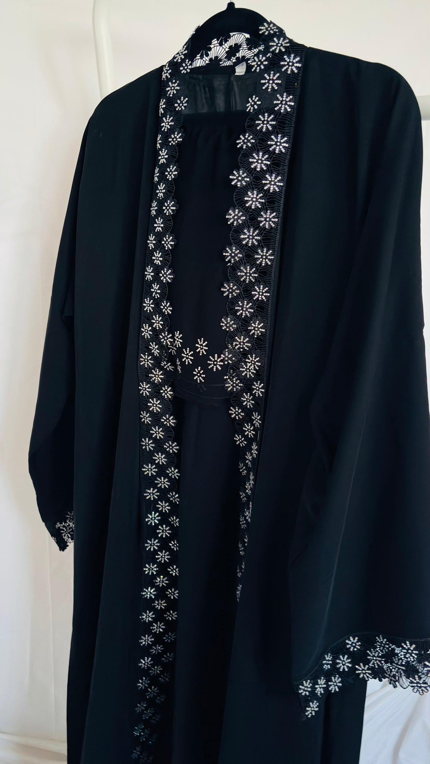 Lace Abaya Set — Midnight Black | Hafsa & Co