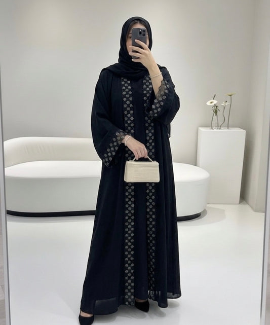 Lace Abaya Set — Midnight Black | Hafsa & Co