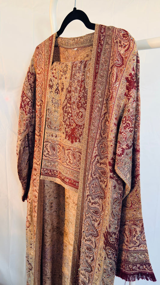 Pashmina Abaya Set — Mocha & Gold | Hafsa & Co