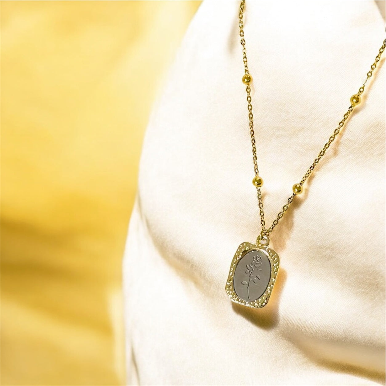 Gold & Silver Floral Pendant Necklace