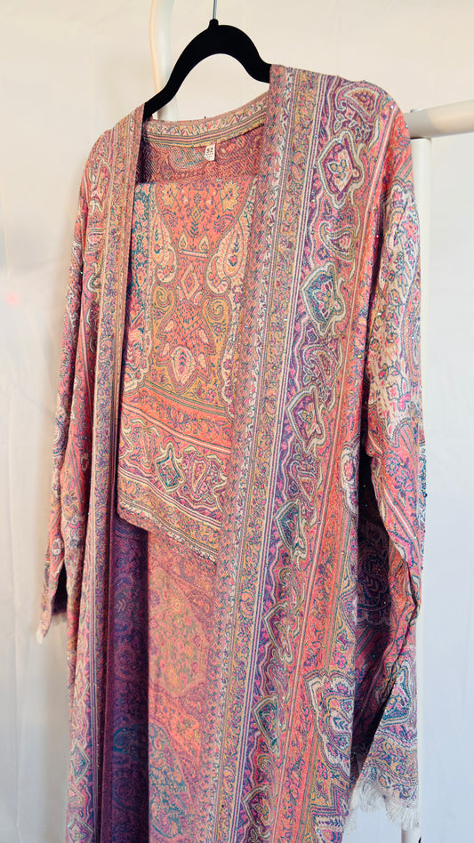 Pashmina Abaya Set — Dusty Rose & Mauve | Hafsa & Co