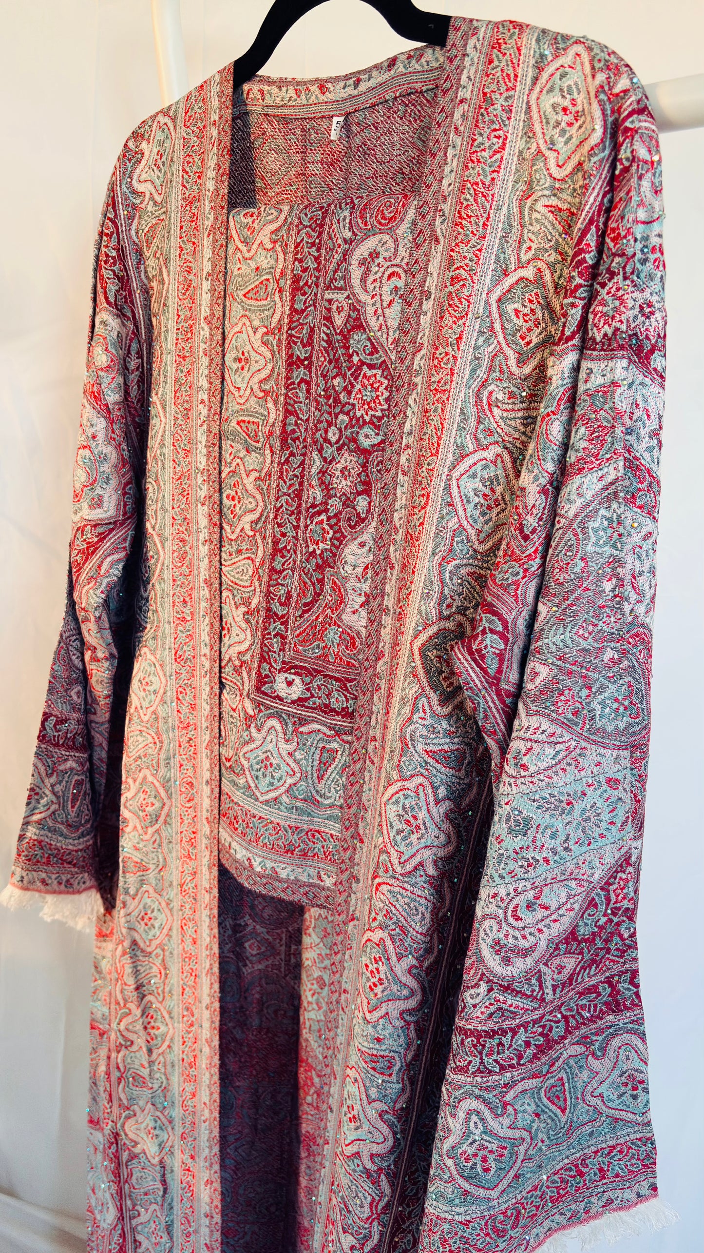 Pashmina Abaya Set — Burgundy & Teal | Hafsa & Co
